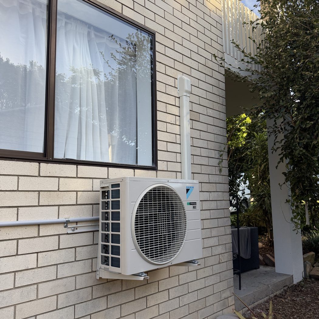 Split system outdoor unit installed at a Gympie home — Ultralec air conditioning