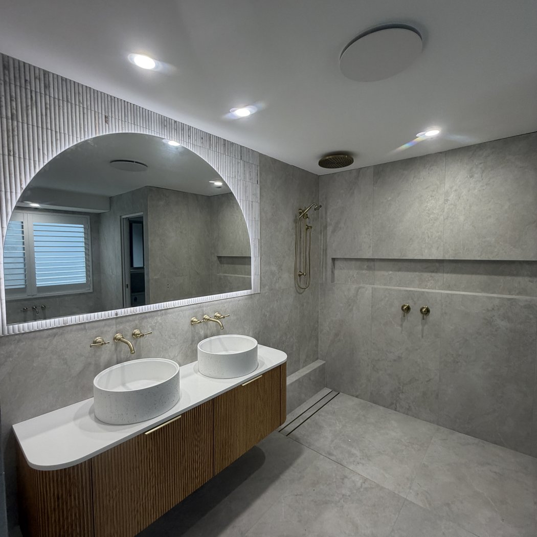 LED downlights installed in a renovated bathroom — Ultralec electrician Noosa Hinterland