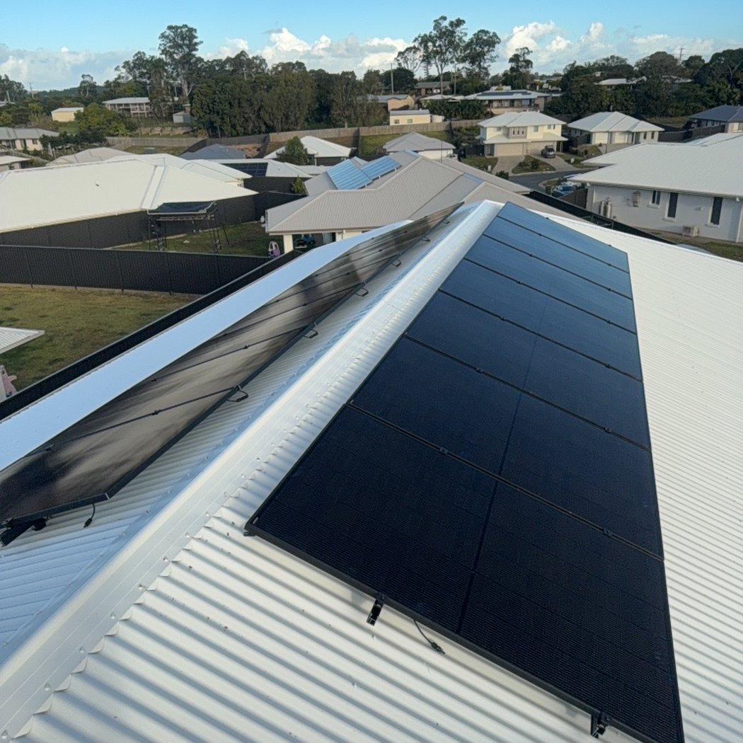 All-black solar panels installed on a new estate home in Gympie — Ultralec solar installation